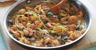 Pates aux crevettes et champignons recette facile