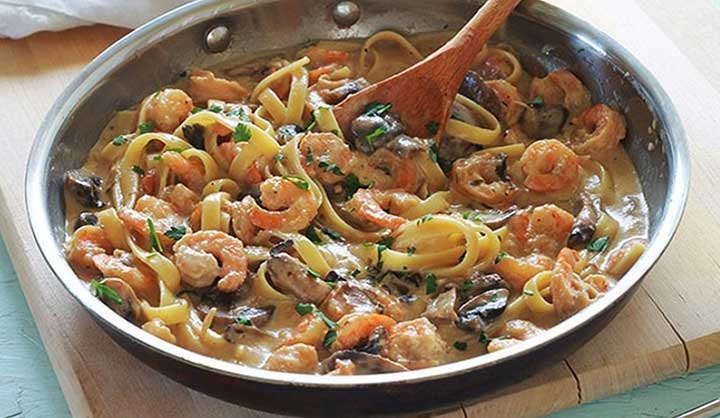 Pates aux crevettes et champignons recette facile