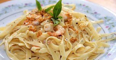 Tagliatelles aux crevettes. Une recette super simple