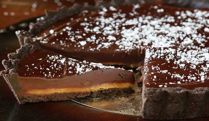 Tarte au chocolat et caramel beurre salé